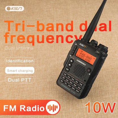 10W Walkie-Talkies UV-8DR 136-174/240-260/400-520MHz Triple Band Two Way Ham Radio Similar to Yaesu VX-8DR