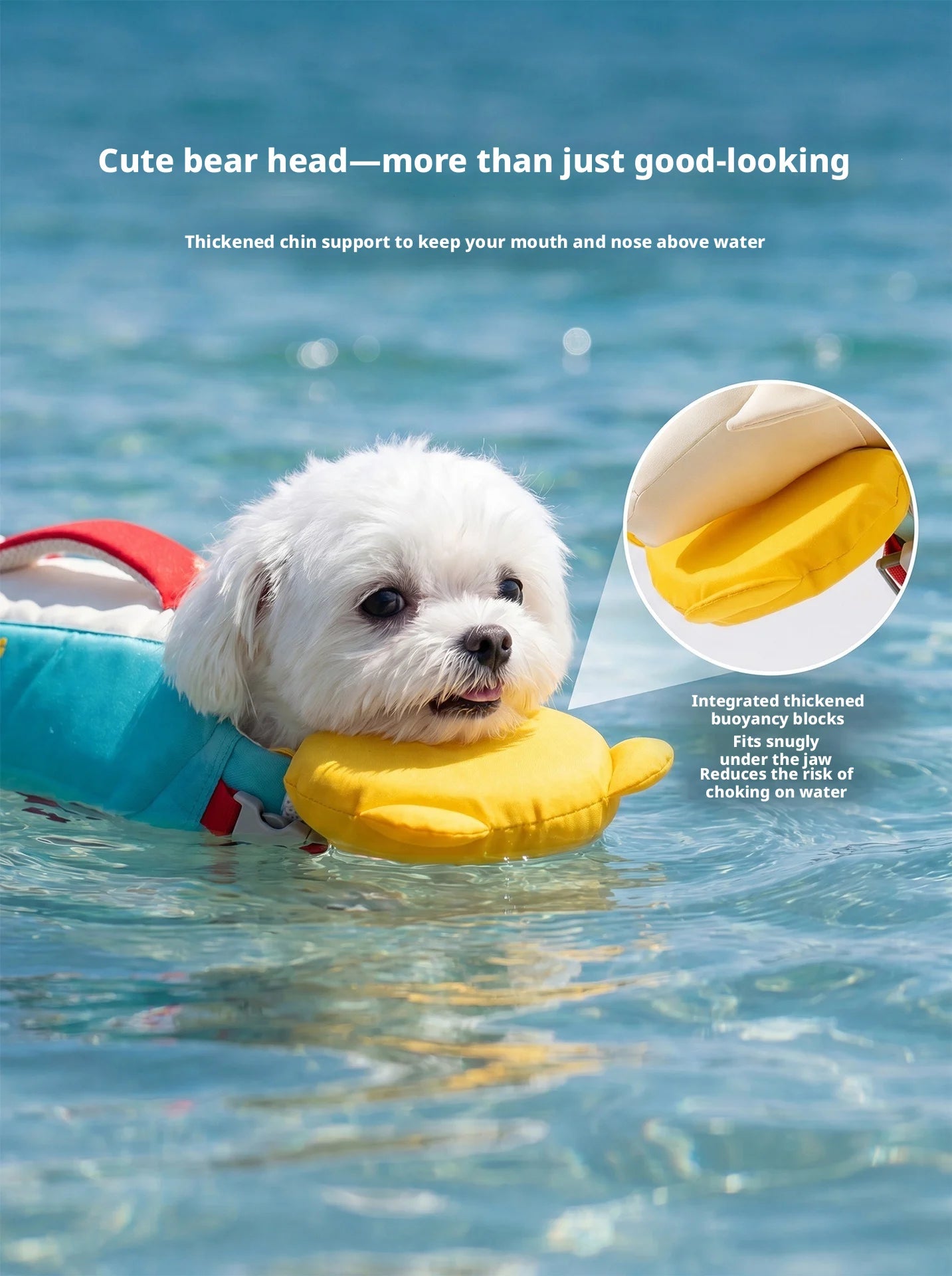 Shineknot Dog Life Jacket Bear Chin Buoyancy Vest Rescue Clothes For Small Medium Dogs Lake Coastal Summer Outdoor Water Sport