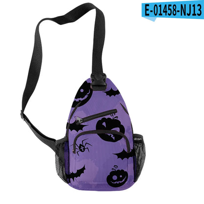 Fashion Youthful Halloween Skeleton Boys/Girls 3D Printed Chest Bags Oxford Waterproof Sports Crossbody Travel Bag Shoulder Bags