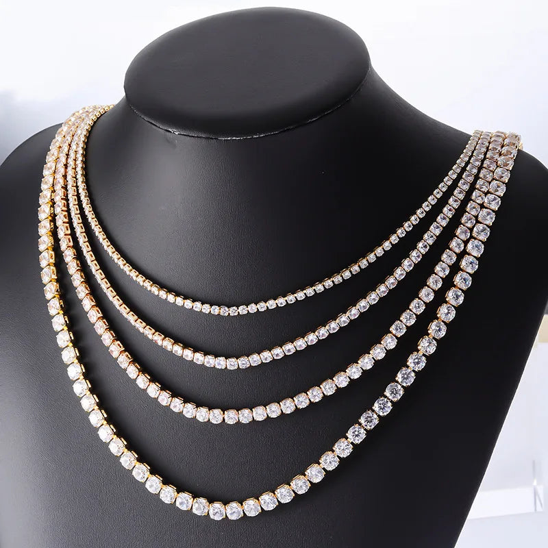 Handmade 3/4/5/6mm Lab Diamond Necklace 14K White Gold Party Wedding Necklaces For Women Bridal Tennis Chocker Jewelry Gift