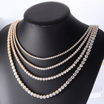 Handmade 3/4/5/6mm Lab Diamond Necklace 14K White Gold Party Wedding Necklaces For Women Bridal Tennis Chocker Jewelry Gift