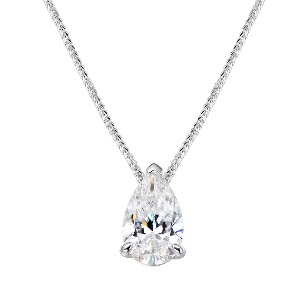 Serenity 3ct 5ct Pear Cut Moissanite Necklace for Women S925 Sterling Silver Chain Jewelry Sparkling Water Drop Pendant Necklace