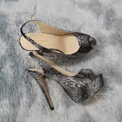 LOSLANDIFEN New 14CM Platform Super High Heels For Woman Sexy Open Toe Sandals Gladiator Party Dress Women Shoes Plus Size 42