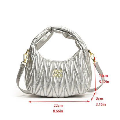 Fashion Pleated Cloud Shoulder Bags for Women Removable Shoulder Strap Crossbody Bag PU Handbags Ladies Shopping Small Bag Purse