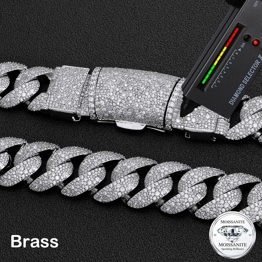 NUOYA Thick VVS1 Cuban Link Chain Necklace Pass Diamond Tester Brass VVS1 Moissanite Gift for Men