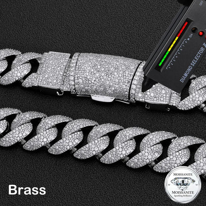 NUOYA Thick VVS1 Cuban Link Chain Necklace Pass Diamond Tester Brass VVS1 Moissanite Gift for Men