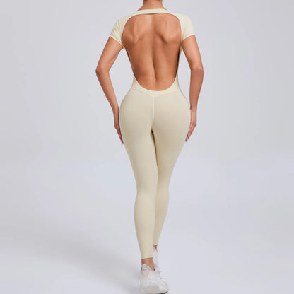 2025 Yoga Jumpsuit Fitness Sports Overalls Gym Clothing Set Wear Pilates Workout Clothes Women Short Sleeves Outfit Activewear