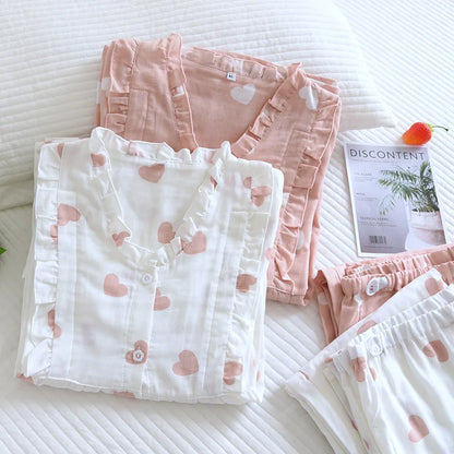 Pure cotton gauze Thin Japanese kimono Nursing pajamas Pregnant women's home clothing