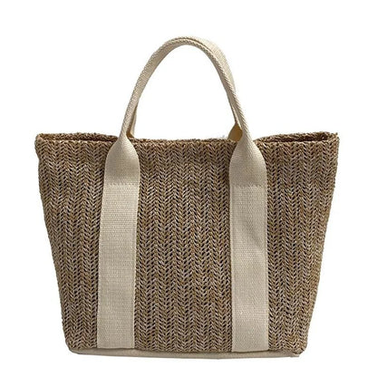 Summer Trend Straw Bags New Popular Hit Color Handbags for Women Zipper Color Matching Tote Bag