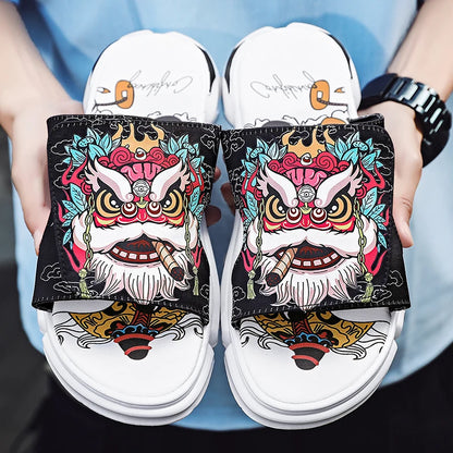 Ngouxm Summer Youth Slippers Men Unique Design High Quality Slippers Non-Slip Outside Flip Flops Thick-Soled Toe Sandals
