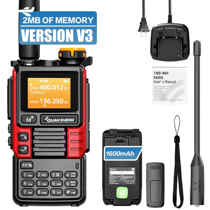 QUANSHENG UV-K5(99) V3 Walkie Talkie 2MB Memory 50-600MHz Air Band RX 5W Two Way Radio Type-C Wireless Copy Custom Firmware