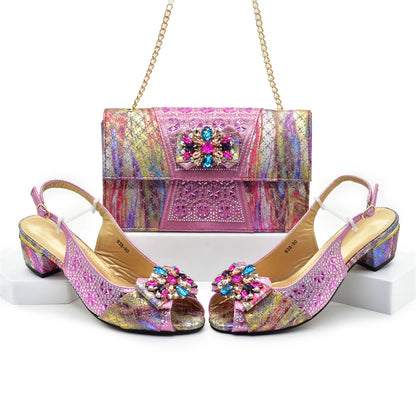 New Arrival African Shoes and Bags Sets Decorated with Rhinestone Women Shoe Size 43 Shoes for Women 2025 Designer Luxury