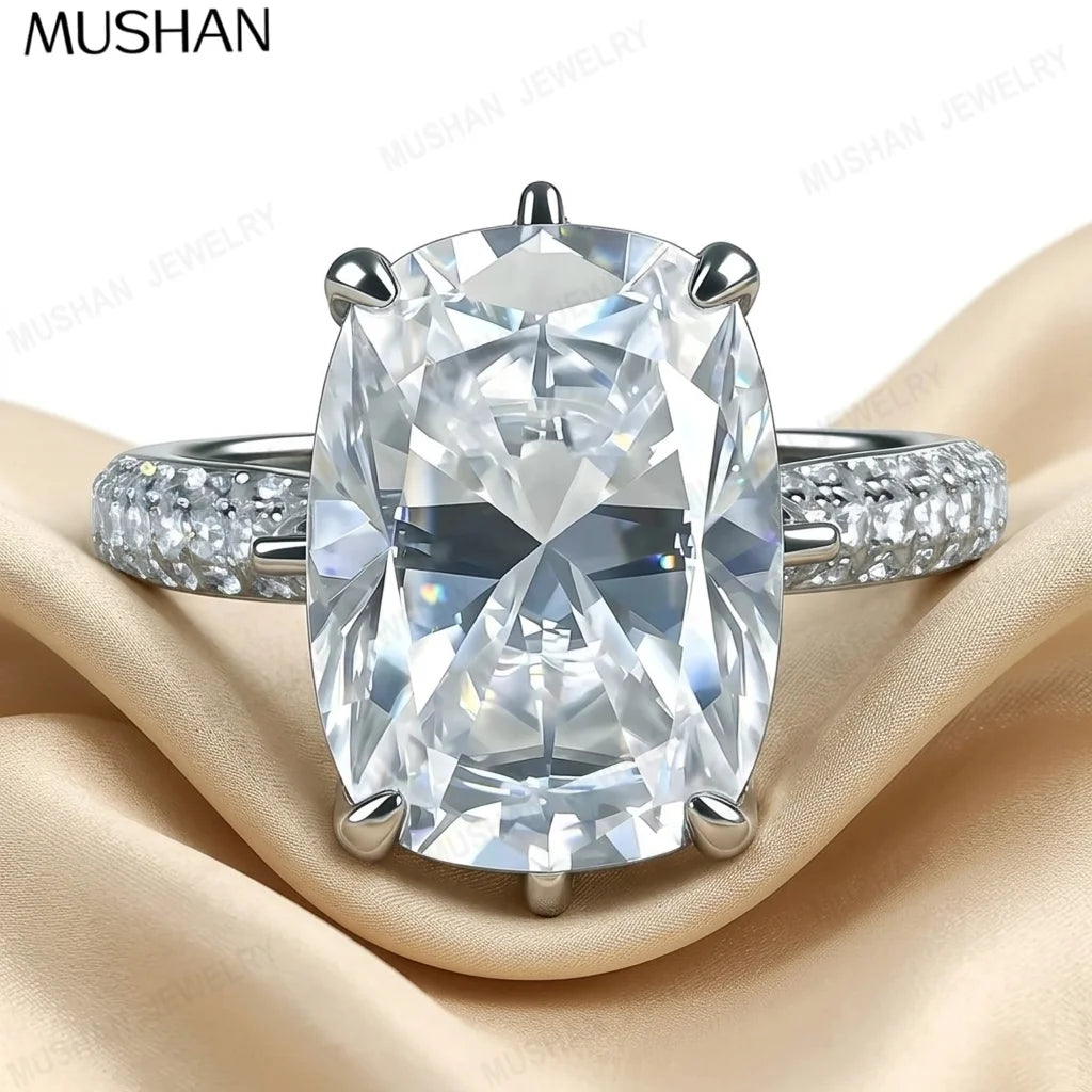 MUSHAN Luxury Jewelry925 Sterling Silver Ring Band Moissanite Diamond Rings for Women 18K Real Gold Plated MST Patent Jewelry