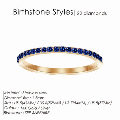 EMANCO Rhinestone Birthstone Stainless Steel Ring Luxury Jewelry Gift 12 Zodiac Sparkling Rings for Women Wholesale US5/6/7/8
