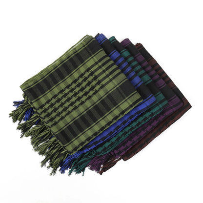 2024 New Plaid Hijab Scarf for Men and Women Arab Desert Headscarf Soft Tactical Hiking Scarves Unisex Turban Military Shawl