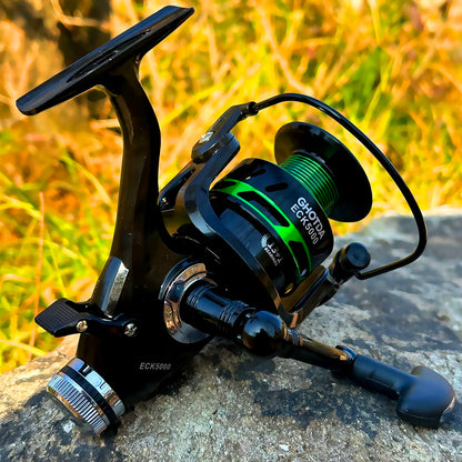 Carp Double Brake Design Spinning Fishing Reel Gear Ratio 5.2:1 High-speed with Dual Braking System Bass Travel Fishing Gear