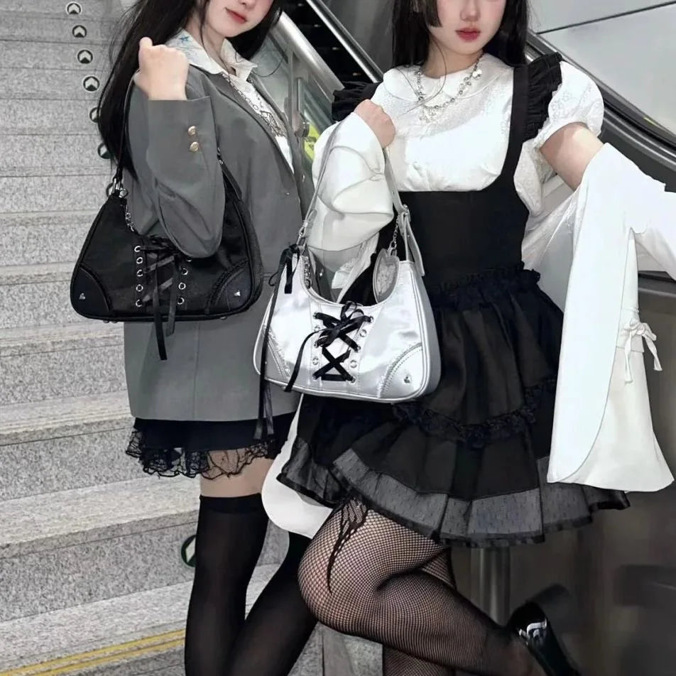 Inner Spicy girl small ITABAG ancient shoulder bag New trendy Y2k Japanese ita bag PU +Nylon cloth women's bags