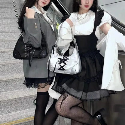 Inner Spicy girl small ITABAG ancient shoulder bag New trendy Y2k Japanese ita bag PU +Nylon cloth women's bags