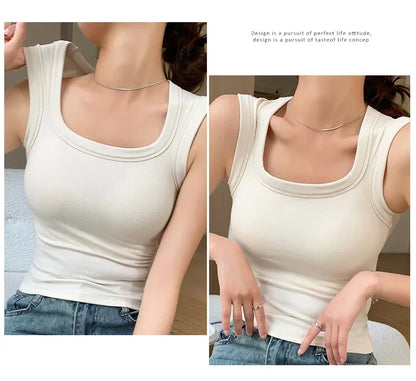 New Seamless Built-in Bra Tank Top for Women Sports Bra & Summer Sleeveless Shirt, Breathable Workout Vest with T-Shirt Combo