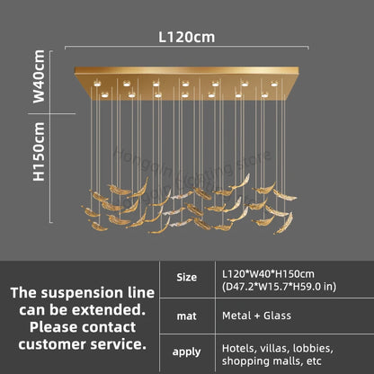 Modern Hotel Lobby Hanging Lamp Luxury Glass Led Chandeliers Customized Long Pendant Light Villa High Ceiling Chandelier Lustre