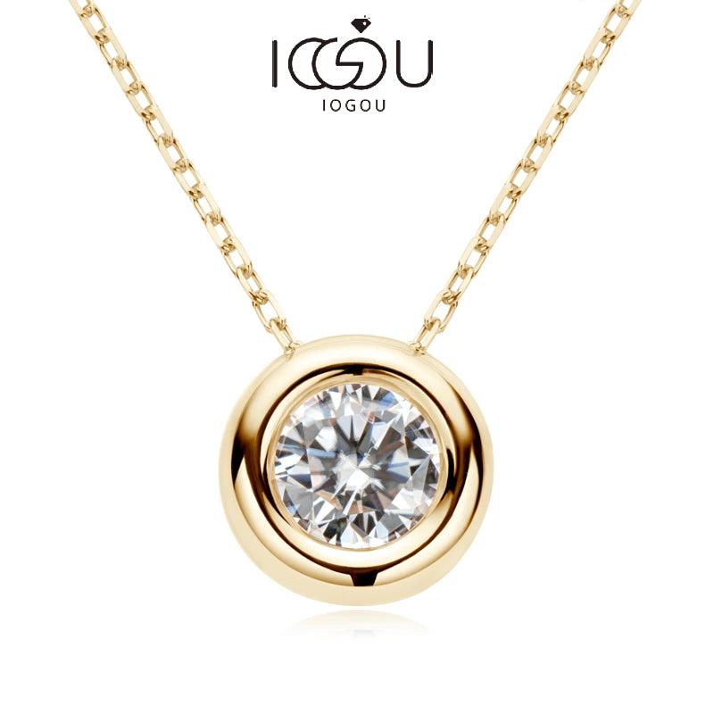IOGOU Real D VVS1 Moissanite Neclaces 6.5mm Round Pendant for Women 100% Silver 925 Yellow Gold Color Fine Jewelry Wholesale