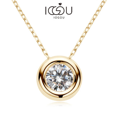 IOGOU Real D VVS1 Moissanite Neclaces 6.5mm Round Pendant for Women 100% Silver 925 Yellow Gold Color Fine Jewelry Wholesale