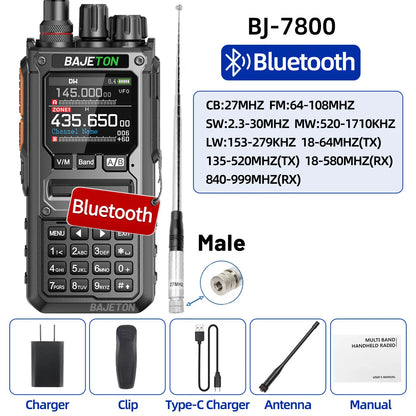 BAJETON BJ-7800 Walkie Talkie Long Range SW MW LW AM SSB CB 10W Receive Wireless Bluetooth Phone Programming Ham Radio RT-920