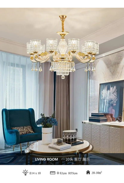 European Luxury Crystal Chandeliers LED Lights For Hotel Villa Lobby Living Dining Room French Romantic Home Decor Hanging Lamps