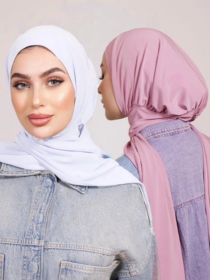 Instant Hijab with Button Ready to Wear Muslim Women Scarf Full Cover Head Wraps Islam Turban Caps Turbante Mujer