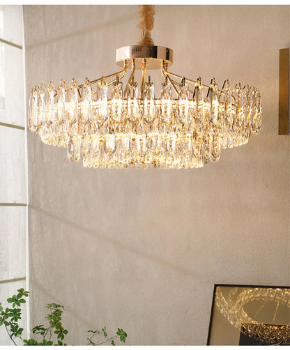 Clear Crystal Ceiling Chandeliers New LED Lights Luxury Rectangle Hanging Lamp Modern Home Decor Lustres for Dining Room Table