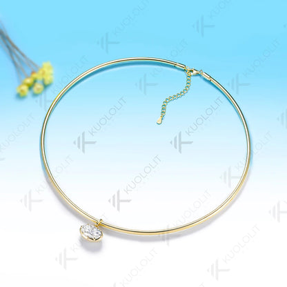 Kuololit 7CT Oval Moissanite Pipe Custom Necklace for Women for Women Solid 14K 10K 585 Yellow Gold for Anniversary Christmas