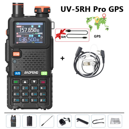 Baofeng UV-5RH Pro GPS Walkie Talkie 10W High Capacity Type-C Charger Falling Alarm NOAA Weather Channel 640CH Upgrade of UV-5RM