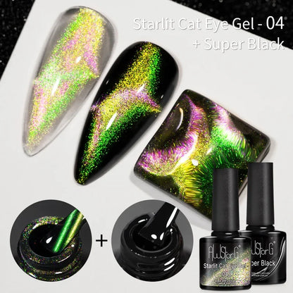 AWStorG 7.5ml Starlit Chameleon Cat Magnetic Gel Nail Polish Double Colors Semi Permanent UV Gel Varnish Need Black Base
