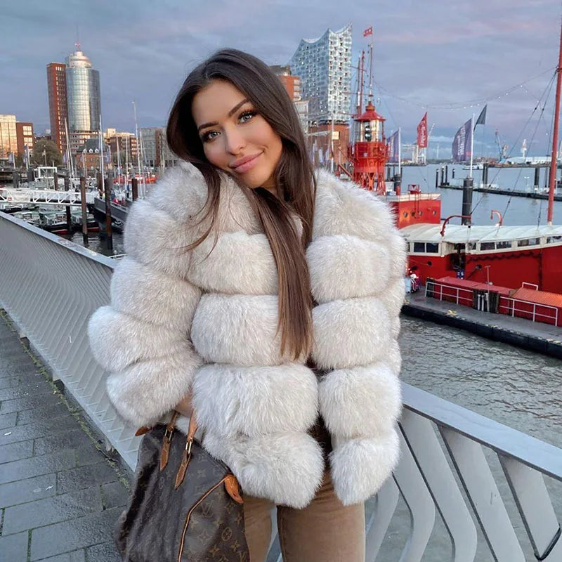 Women's Fur Coat Fox Fur Jackets for Women Clothing Natural Real Fox Fur Jacket Coats for Women Fur Jacket in Promotion