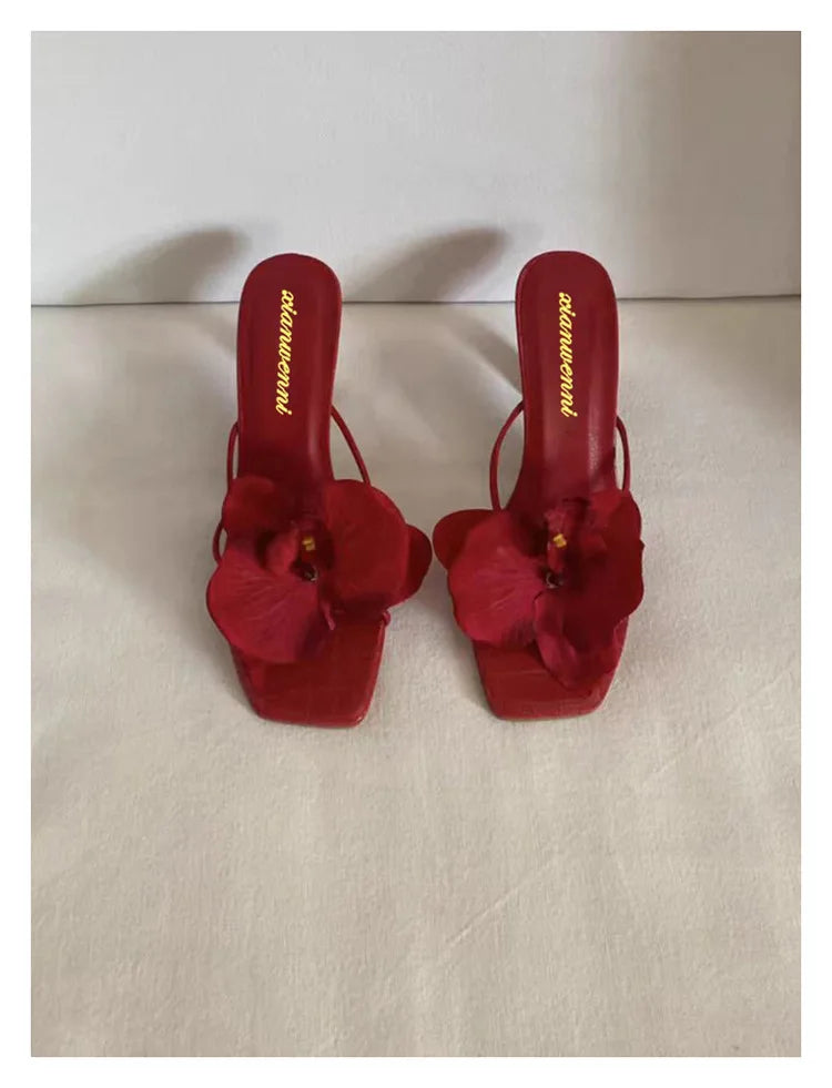 Spring and Autumn New Luxury Women's High Heels Sandals Elegant Style Flower Toe High Heels Slippers Casual Summer Women's Shoes