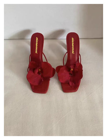 Spring and Autumn New Luxury Women's High Heels Sandals Elegant Style Flower Toe High Heels Slippers Casual Summer Women's Shoes