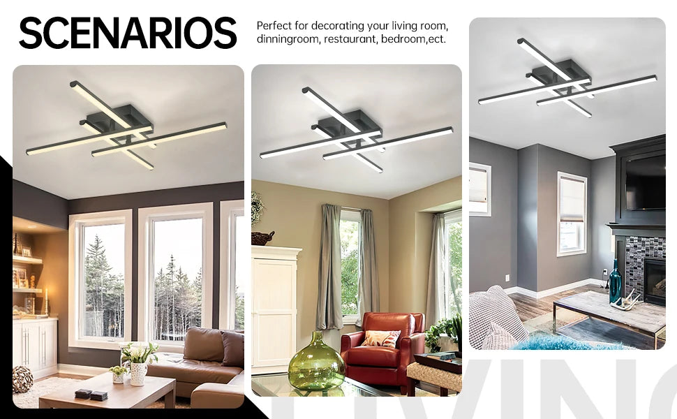 New Modern Led Ceiling Lights Black Ceiling Lamp for Living Room Bedroom Studyroom Led Lights for Room Ceiling Light Fixtures