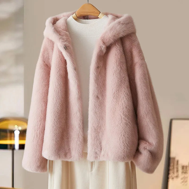AYUSNUE Luxury Natural Fur Coat Women Clothes Whole Female Mink Fur Coat Warm New in Coats Hoodie Winter Jacket Шуба Женская