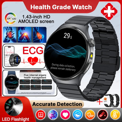 New Upgraded Heart Health Check Smart Watch Uric Acid Five Organ Examination Blood Pressure BT Call ECG smart watches Man 2026