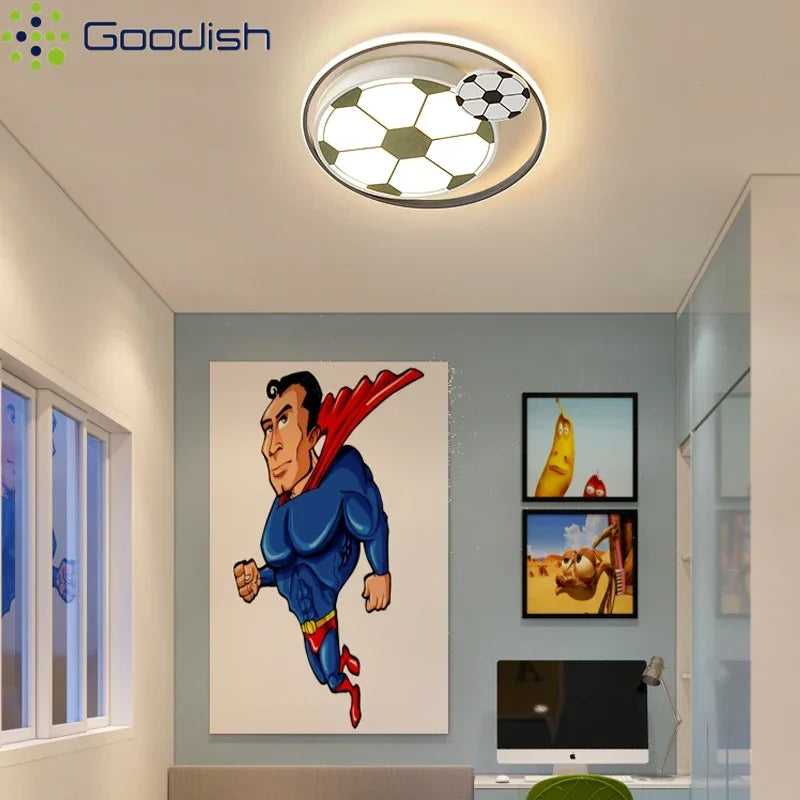 Children Modern Football Ceiling Lights LED Lamp for Boy's Bedroom Kids Study Living Dining Room Art Home Decoration Chandelier