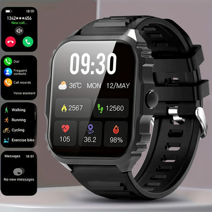 New Lightweight Casual Running Smart Watch, SMS Alerts, Wireless Calling, Changeable Watch Faces, Fitness Monitor, Music Playback, Weather Forecast,Suitable for Iphone & Android