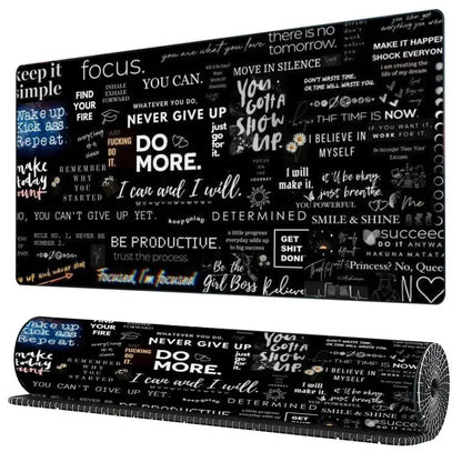 XXL 900*400 Black Motivational Quotes Mouse Pad,Non Slip Lock Edge Rubber Base Mousepad for Gaming Office Keyboard Desktop Use