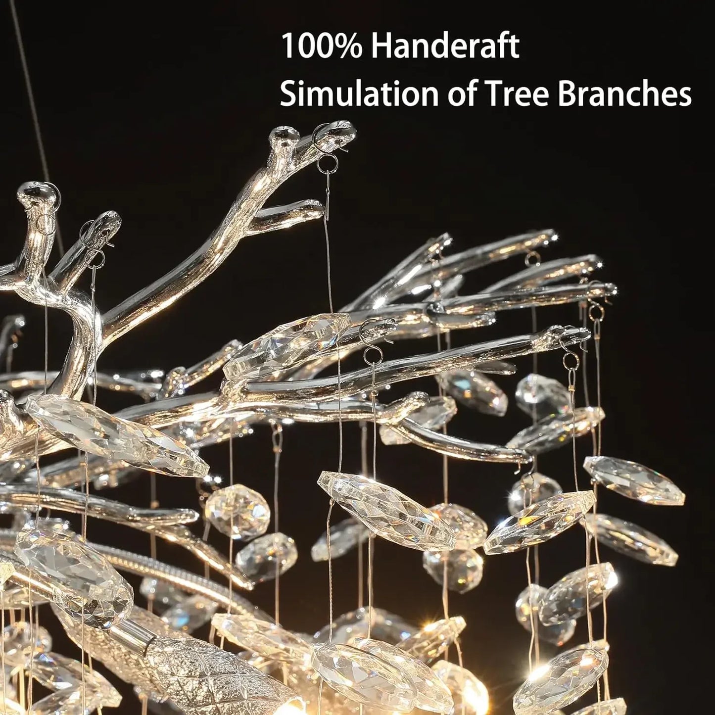 Modern Chrome Crystal Ceiling Chandelier Round Branch Crystal Chandeliers For Dining Living Room Bedroom Kitchen Fixture