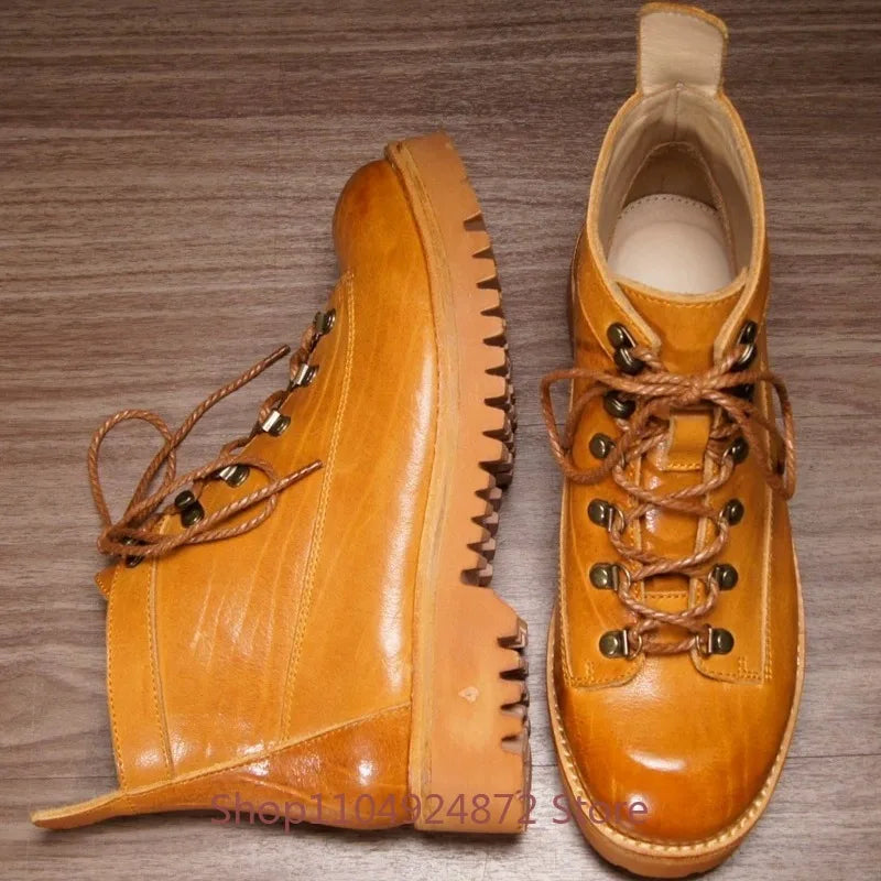 Designer Genuine Leather Office Casual Thick Sole Ankle Boots Men's Shoes Cowhide High End Fashion Work Chelsea Motorcycle Boots