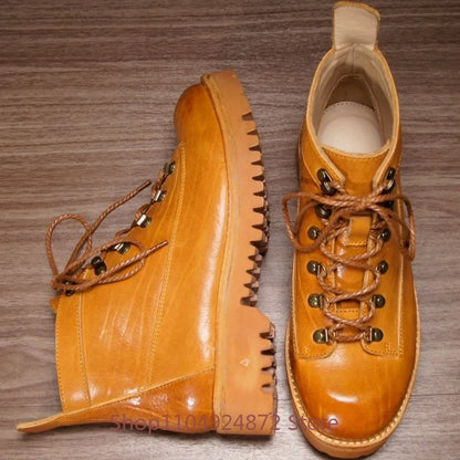 Designer Genuine Leather Office Casual Thick Sole Ankle Boots Men's Shoes Cowhide High End Fashion Work Chelsea Motorcycle Boots