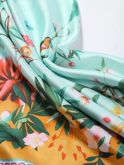 Fashion Vintage Printed Tassel Square Scarf Women Fringe Patchwork Shawl Waist Seal Accessories 2026 Spring Summer Street Shawls