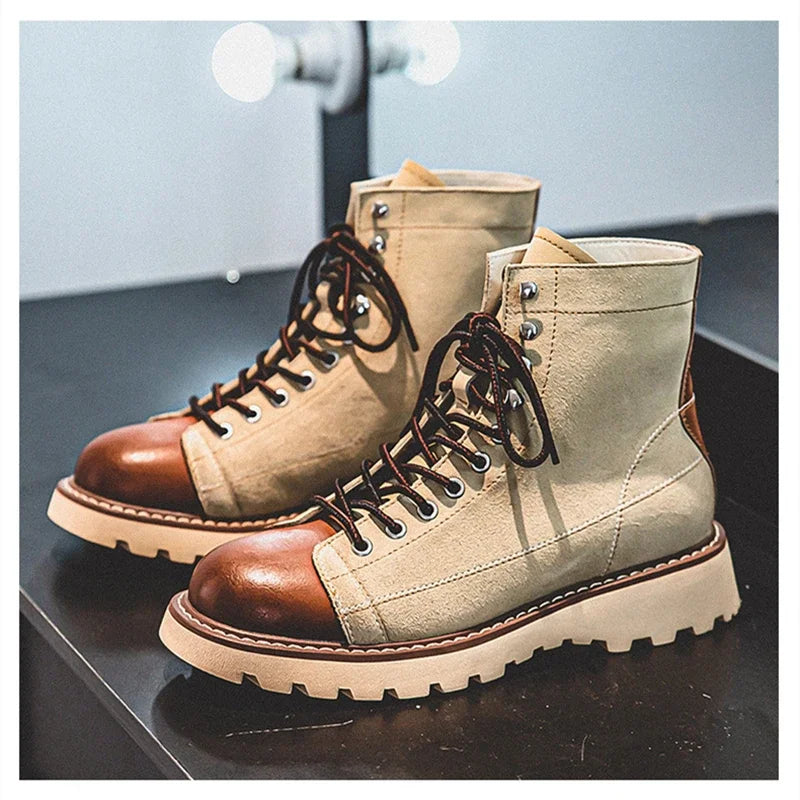 Handmade Autumn Winter New British Business Men Casual Leather Shoes Dress Cow Suede Ankle Boots Tooling Outdoor Desert Boots
