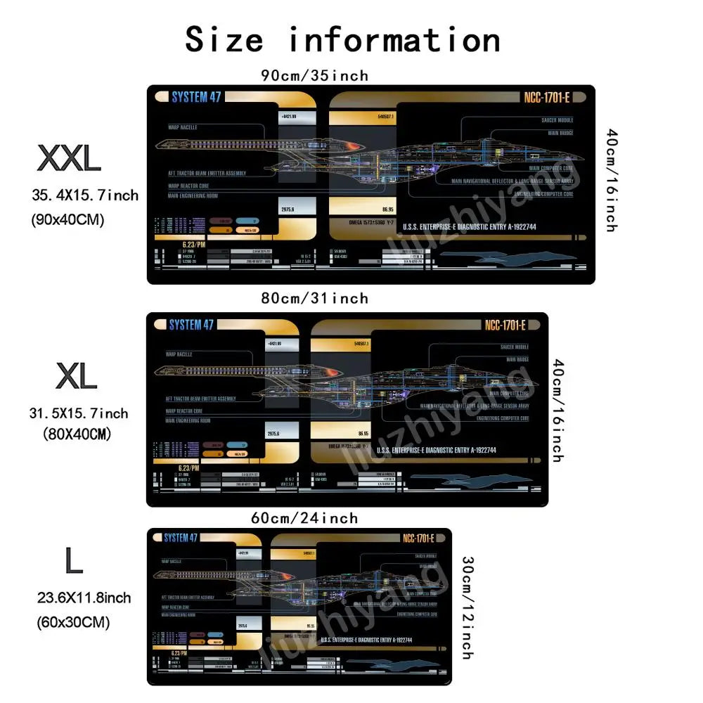 Spaceship Blueprints Mouse Pad Large Computer Office Game Table Mat Rubber Anti-slip Stitched Keyboard Mats 90x40 XXL Desk Pads