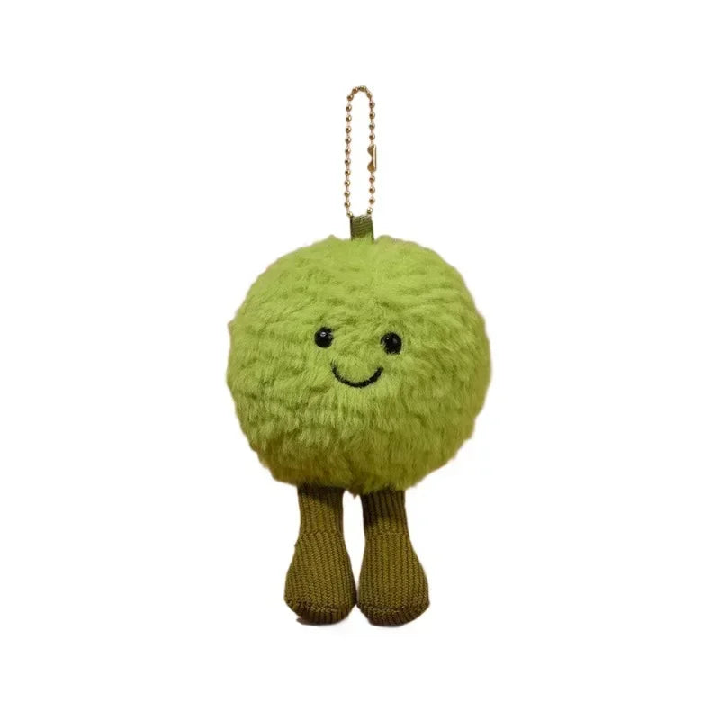 Cartoon Cute Fruit and Vegetable Plush Series Keychain Toy Peach Pear Cherry Doll Smiling Face Fruit Decoration Pet Gift