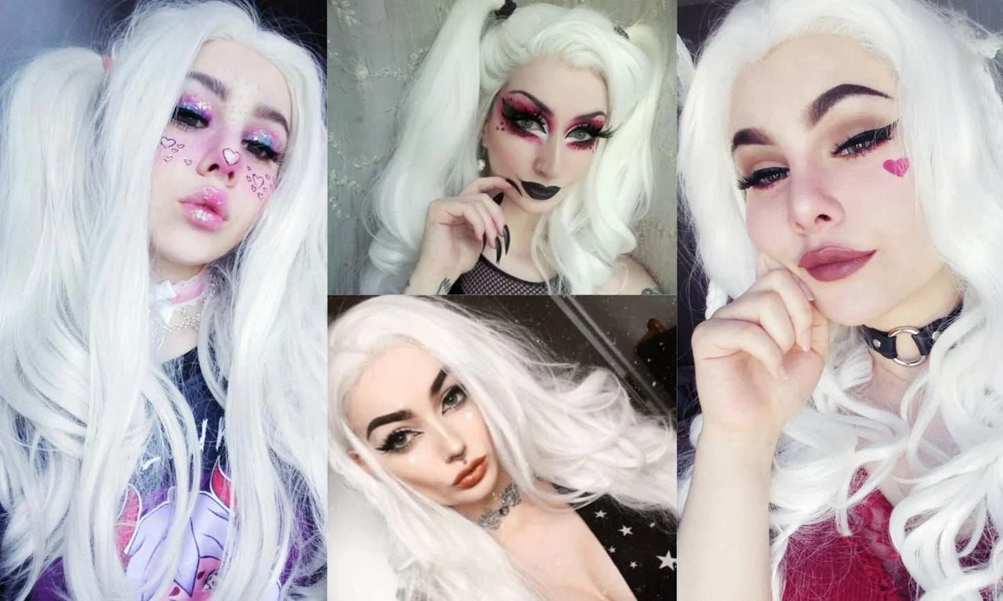 White Wig Natural Wavy Lace Synthetic Lace Front Wig Glueless Wigs Ready to Wear Long White Wig Glueless Lace Wigs for Women